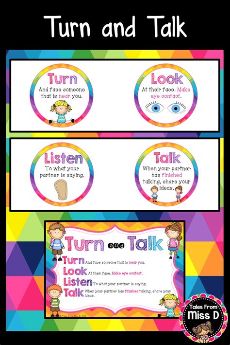 Set up "Turn and Talk" in your classroom with this bright and colourful ...