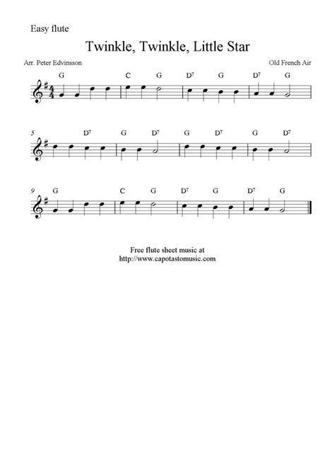 Easy Sheet Music For Beginners: Twinkle, Twinkle, Little Star, free ...