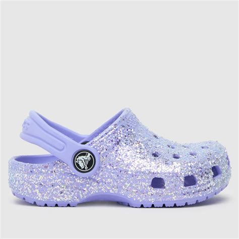 Crocs Purple Classic Glitter Clog Girls Toddler Sandals - ShoeFreak