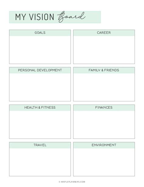 Free Printable Vision Board Template