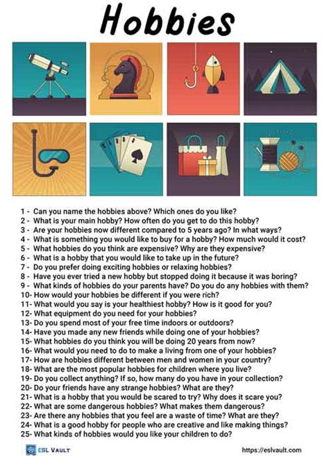 25 interesting hobbies questions - ESL Vault