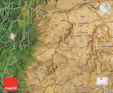 Satellite Map of Wasco County