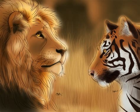 ArtStation - Lion and Tiger