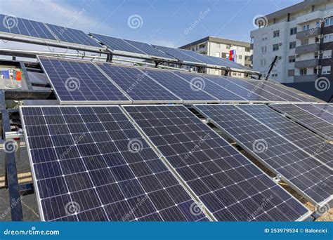 Solar Panels Array Angle stock photo. Image of cells - 253979534