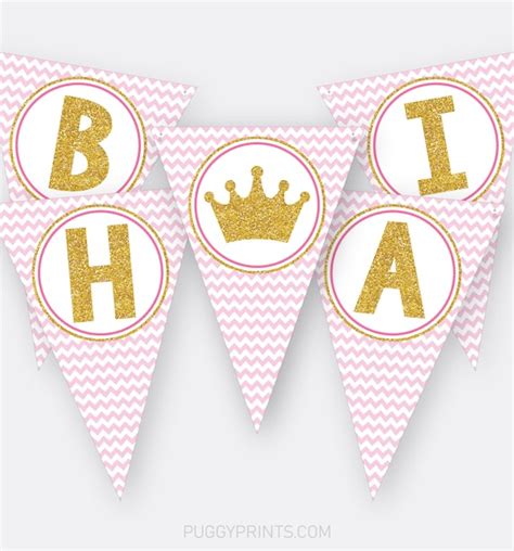 Princess Happy Birthday Banner, Printable Princess Banner, Princess ...