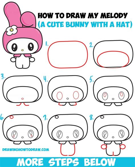 How to Draw Kawaii / Chibi My Melody from Hello Kitty : A Cute Bunny ...