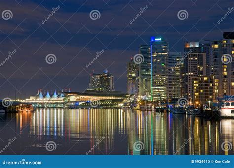 Vancouver Waterfront at Night Stock Photo - Image of marina ...