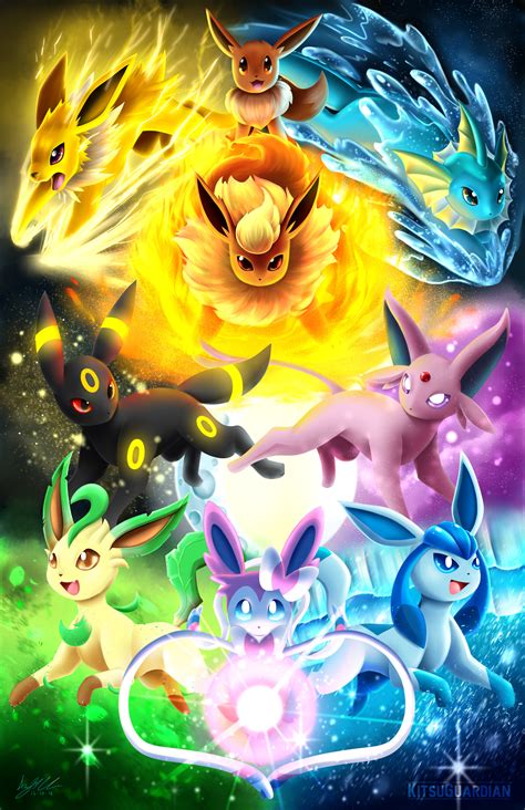 KitsuGuardian - Eeveelutions Illustration