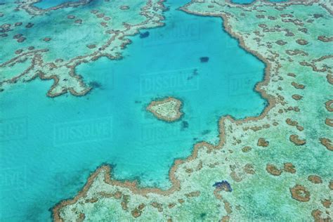 Aerial view of Heart Reef, part of Great Barrier Reef, Queensland ...