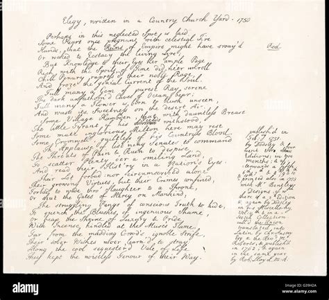 Part of the manuscript of Thomas Gray's poem, 'Elegy Written in a ...