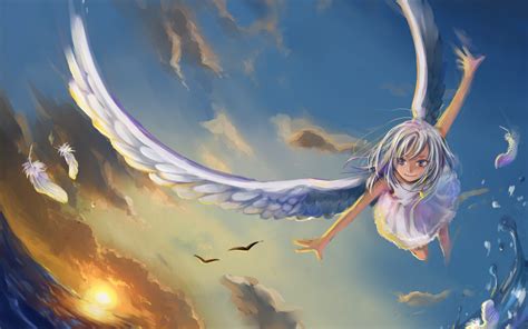 Angel Anime Girl Wings Flight wallpaper | 1920x1200 | #8879