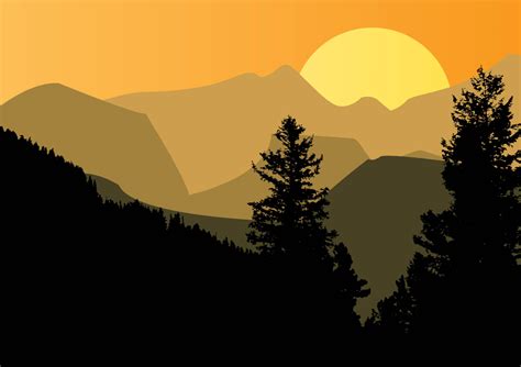 Mountain Sunset Vector Art & Graphics | freevector.com