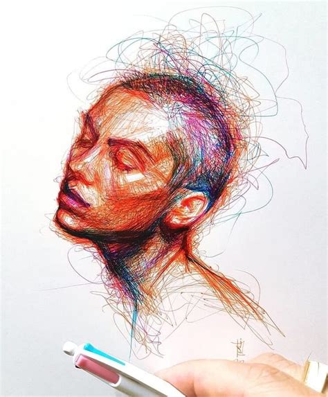 Scribble Color Pen Portraits | Pen art drawings, Biro art, Ink pen art