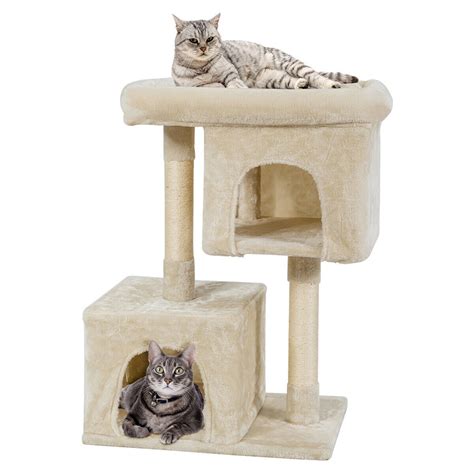 Gymax Luxury Cat Tree Cat Tower for Large Cats w/Sisal Post & Double ...