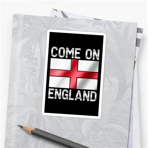 "Come On England - English Flag & Text - Metallic" Sticker by graphix ...