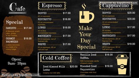 Cafe Menu Board Design