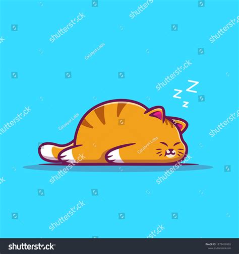 Cute Fat Cat Sleeping Cartoon Vector Stock Vector (Royalty Free ...