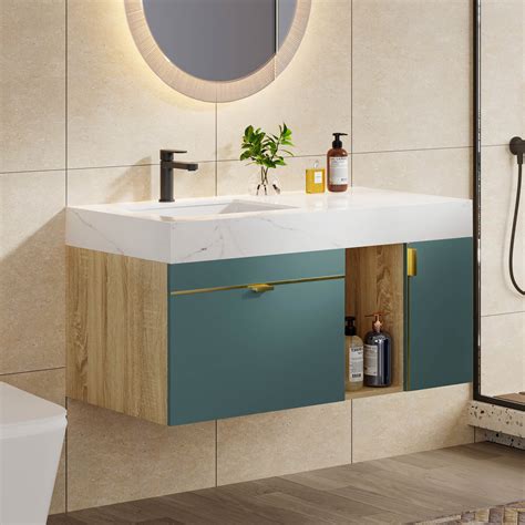 DEXTRUS 39.4'' Floating Bathroom Vanity Cabinet with Storage Tabletop ...