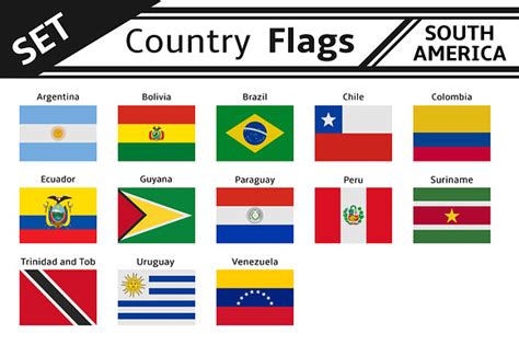 set countries flags south america ~ Illustrations ~ Creative Market