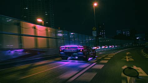 2560x1440 Lamborghini Neon Lights On Road 4k 1440P Resolution ,HD 4k ...