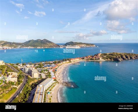 The Caribbean island of St.Maarten landscape and Cityscape. The French ...