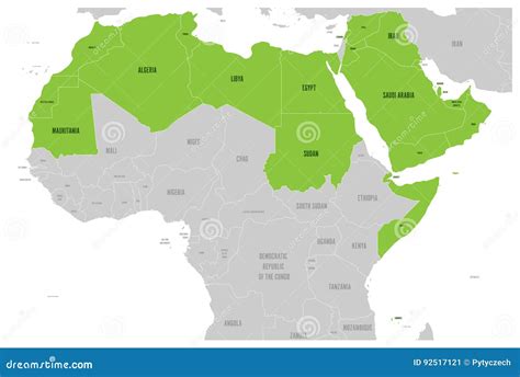 Arab World Political Map Vector Illustration | CartoonDealer.com #75844656