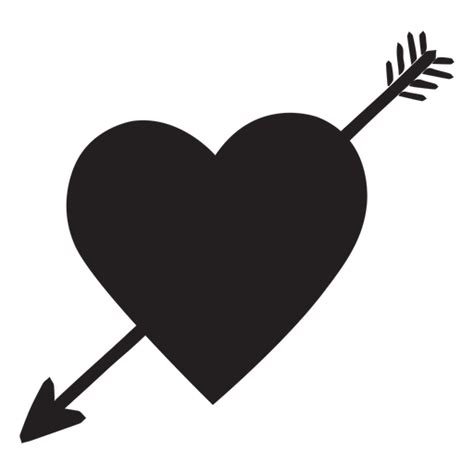 Heart With Arrow Silhouette PNG & SVG Design For T-Shirts