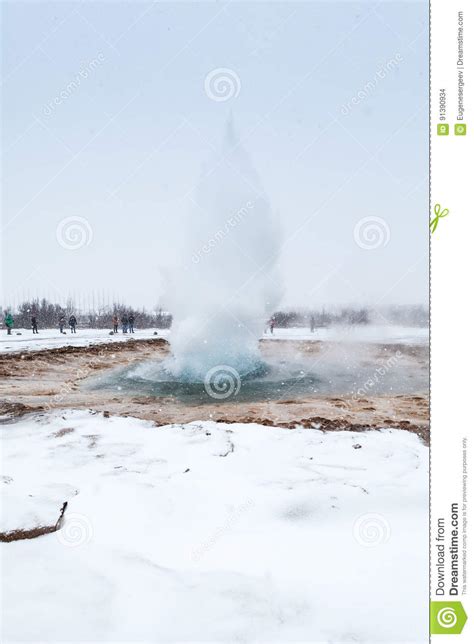 Eruption of Geysir or the Great Geysir of Iceland Stock Photo - Image ...