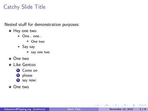 lists - Change bullet style / formatting in Beamer - TeX - LaTeX Stack ...