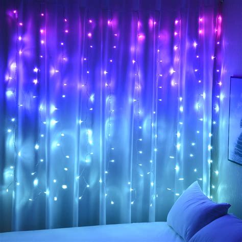 Buy Curtain Lights Pink Blue Purple Fairy Lights for Bedroom Wall ...