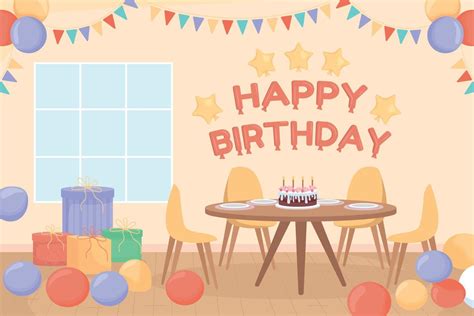 Home birthday party flat color vector illustration 5991544 Vector Art ...