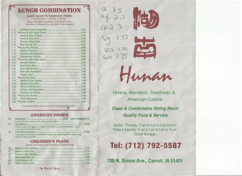 Hunan Chinese Restaurant Menu, Menu for Hunan Chinese Restaurant ...