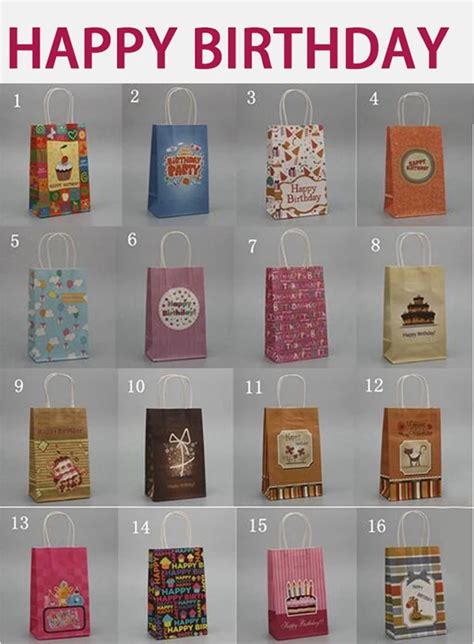 Happy Birthday Paper Gift Bags, kraft paper bag, Party Favor Bags 10Pcs ...