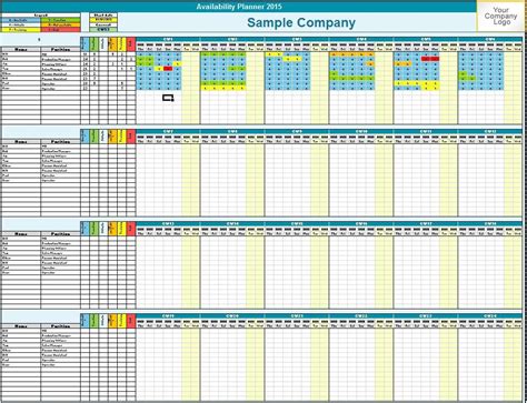 Availability Calendar Template | HQ Printable Documents