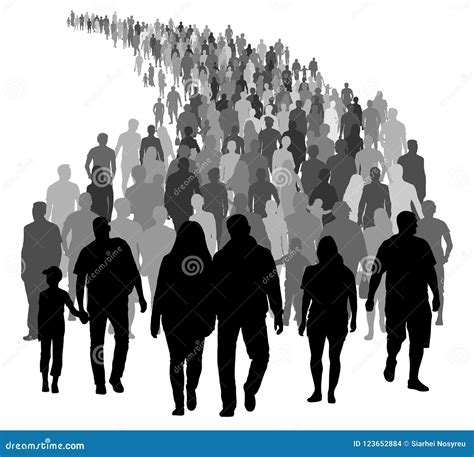 Big Crowd of People is Moving. Silhouette Vector. Stock Vector ...