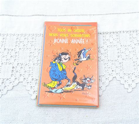 10 Unused Vintage French Happy New Year Cards with Gaston LaGaffe ...