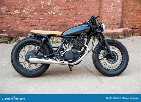 Black Vintage Custom Motorcycle Cafe Racer Stock Photo - Image of ...