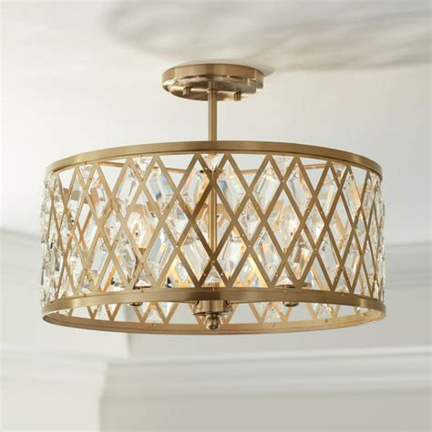 Possini Euro Design Modern Ceiling Light Semi Flush Mount Fixture Satin ...