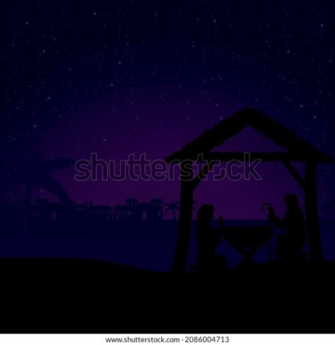 Manger Scene Over Night Landscape Stock Vector (Royalty Free ...