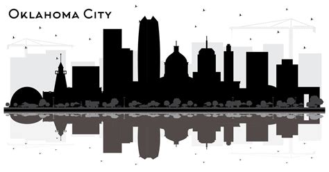 Oklahoma City Skyline Silhouette with Black Buildings and Reflections ...