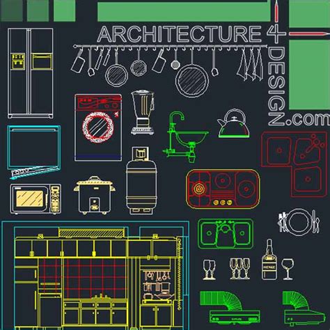 Kitchen furniture blocks and layouts Autocad "DWG" file free download