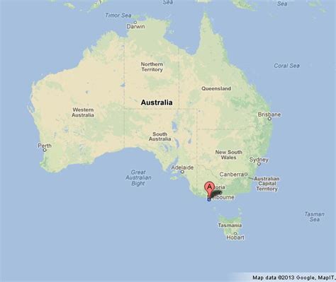 Twelve Apostles on Map of Australia