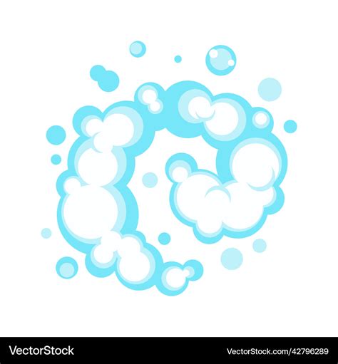 Cartoon soap foam with bubbles light blue suds Vector Image