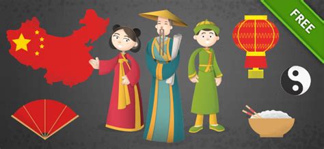 Chinese Cartoon Characters Vector Set - Vector Characters