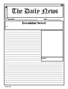 Breaking News Newspaper Template by Teaching 4th Grade with Aloha