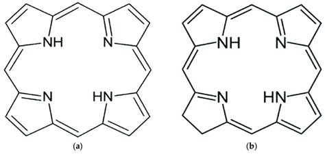 (a) Structure of porphine, a macrocyclic ring consisting of four ...