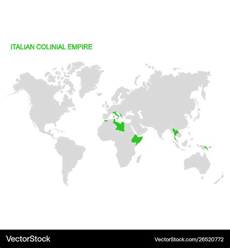 World map with italian colonial empire Royalty Free Vector