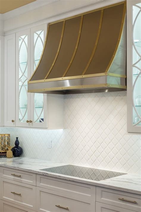 Sloped Stainless Steel Hood With Brass Strapping Custom Range Hoods ...