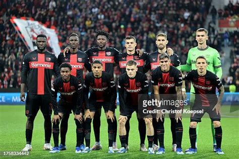 Bayer Leverkusen players pose for a team photo prior to the UEFA ...