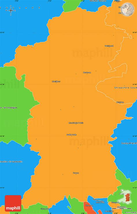 Political Simple Map of Powys